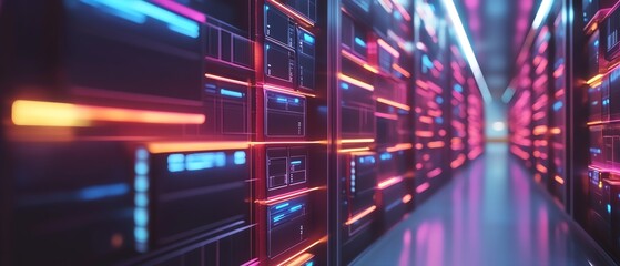Poster - Concept of digital document management system with virtual files, 3D rendering, contemporary design, organized and efficient layout, hightech interface