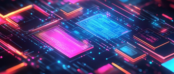 Aufkleber - Concept of digital document management system with virtual files, 3D rendering, contemporary design, organized and efficient layout, hightech interface