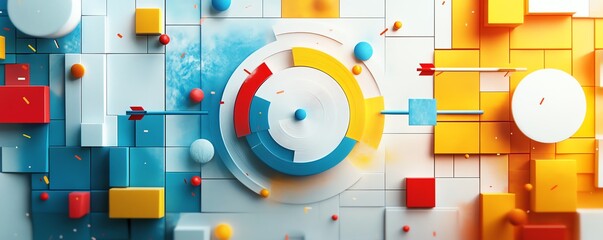 Aufkleber - Conceptual design for 2025 target featuring arrows and symbols representing business goals, 3D rendering, modern aesthetics, vibrant colors, dynamic composition