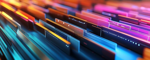 Leinwandbilder - Virtual files represented in a digital document management system, 3D rendering, sleek and modern aesthetics, efficient organizational design