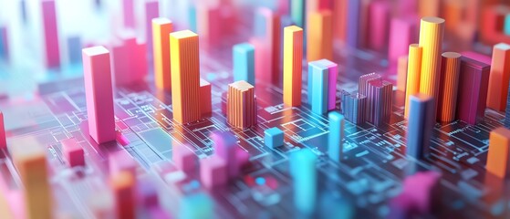 Poster - 3D rendering of an abstract data analytics concept on a light backdrop, modern design, sleek and vibrant aesthetics, visually engaging composition