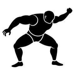 Sticker - Wrestling Player Silhouettes in Action.