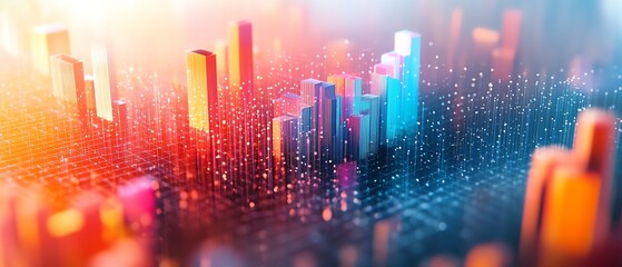 Leinwandbilder - Abstract visualization of data analytics with vibrant colors on a light backdrop, 3D rendering, contemporary design, engaging and modern graphics
