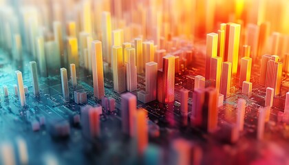 Leinwandbilder - Dynamic abstract visualization of data analytics on a light background, 3D rendering, contemporary visuals, vibrant color palette, engaging graphics