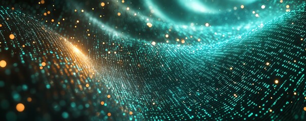 Aufkleber - Green digital code background featuring prominent AI text, 3D rendering, futuristic and sleek design, hightech visuals, contemporary style