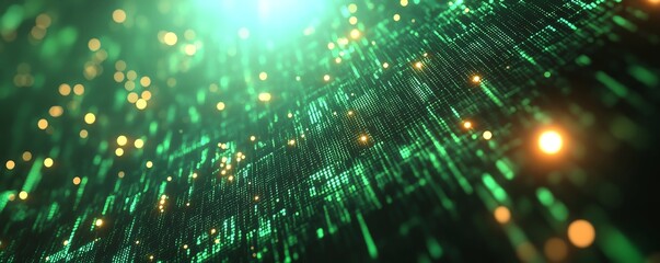 Aufkleber - Green digital code background featuring prominent AI text, 3D rendering, futuristic and sleek design, hightech visuals, contemporary style