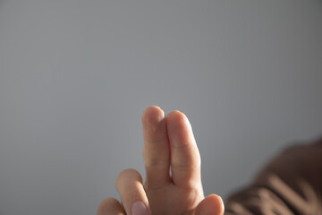 Wall Mural - human hand touching in empty screen.