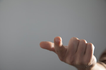 Wall Mural - human hand touching in empty screen.