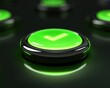 © Mykola - Correct Answer. Right Green Button Light Flashing with Glow Word