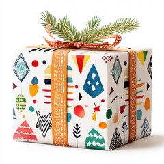 Sticker - Boho Inspired Gift Box with Geometric Patterns