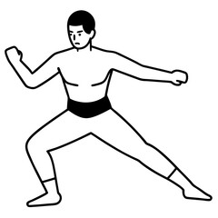 Sticker - Martial Arts Movement Sketch Vector.