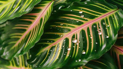 Wall Mural - Close-up of Water Droplets on Leaves