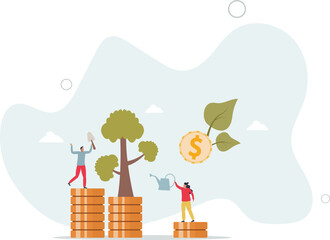 Socially responsible investing for green eco funding .flat design with people.