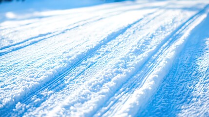 Closeup of a Snowy Trail in the Winter