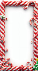 Festive Candy Cane Frame: Christmas Border with Lollipop Pattern for Holiday Marketing and Seasonal Promotions