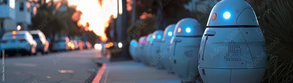 Security robots patrolling neighborhoods, using sensors and cameras to ...