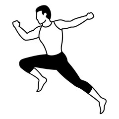 Canvas Print - Martial Arts Jump Illustration Vector.