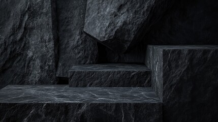 Wall Mural - dark geometric stone background featuring a minimalist design for product display or showcase emphas