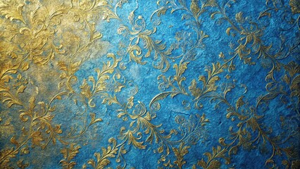 Blue and gold gilded color paper background or wallpaper high angle