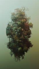 Wall Mural - futuristic cityscape: a green metropolis in the sky