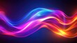 © VRVisionary - Fluid Neon Warm Light Colorful Wave Motion Futuristic Concept Glowing Moving Lines With Copy Space Neon Orange And Violet Edge To Edge Design Element For Poster