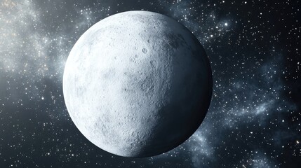 Wall Mural - beautiful icy white planet in outer space 3d cartoon rendering