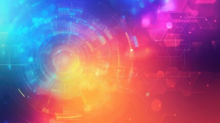 Abstract digital technology background featuring vibrant colors and a futuristic interface design