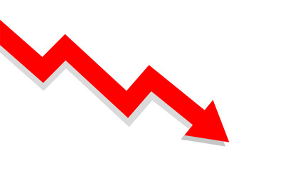 Aufkleber - Red crash chart arrow business financial on white background design template. Economy crisis recession concept.	
