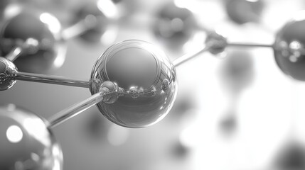 Poster - A detailed view of molecular components highlights the intricate connections between atoms. The spherical shapes illustrate the complexity of chemical structures in a laboratory environment.