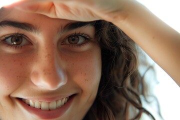 A smiling person caught in a close-up shot, with a warm and inviting expression