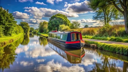 Wall Mural - Canal narrowboat navigating the Shropshire Union Canal in England