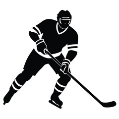 Sticker - Dynamic Hockey Player Silhouette Vector.