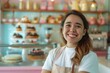 © CojanAI - Smiling portrait of a Hispanic woman worker in dessert bar