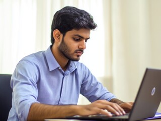 Wall Mural - Businessman Focusing on Work at Laptop