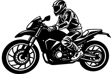 motard riding a racing bike  silhouette sillustration