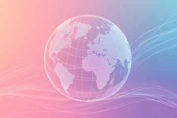 Aufkleber - A simple outline of a globe illustrates the concept of international travel with a modern aesthetic and soft gradient colors. Generative AI