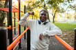 © Marko Geber - Older man resting on park bench after outdoor workout at fitness park