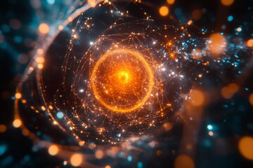 Wall Mural - a stunning visual of an energetic core surrounded by vibrant particles. this abstract design symboli