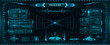 © Vector Tradition - Futuristic HUD interface, game UI vector graphic elements. Hologram screens of future technology dashboard with virtual control panel, graphs and maps. Space game futuristic head up display interface