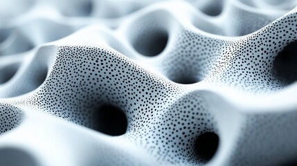 Fototapete - A detailed close-up reveals a unique textured surface with smooth undulations and dotted patterns, showcasing artistic design and craftsmanship in subtle shades.