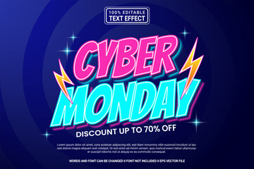 Editable text effect Cyber Monday 3d cartoon template style modern premium vector