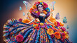 © bluebeat76 - Woman wearing sugar skull makeup posing in a beautiful floral dress
