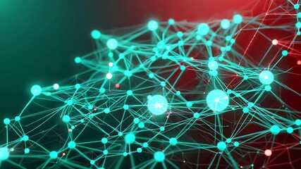 Wall Mural - an intricate, abstract visualization of a digital network featuring luminous turquoise and blue conn