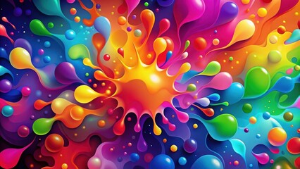 Poster - A Colorful Abstract Composition of Splatters, Splashes, and Drips in Vibrant Hues