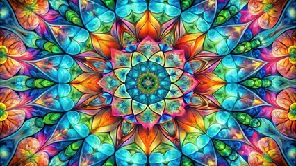 Fototapete - A kaleidoscope of color, with intricate patterns and floral designs, forming a vibrant and mesmerizing visual feast.