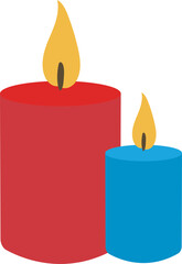 Wall Mural - Blue and Red Candle Burning Flat Element Illustration.