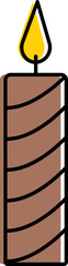 Wall Mural - Isolated Burning Candle Icon in Brown Color.