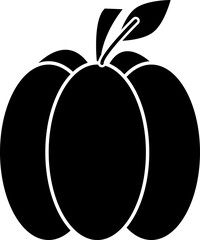 Poster - Flat Style Pumpkin Icon in Black and White Color.