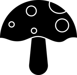 Poster - Black and white mushroom icon in flat style.