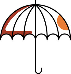 Poster - Brown and White Open Umbrella Icon in Flat Style.